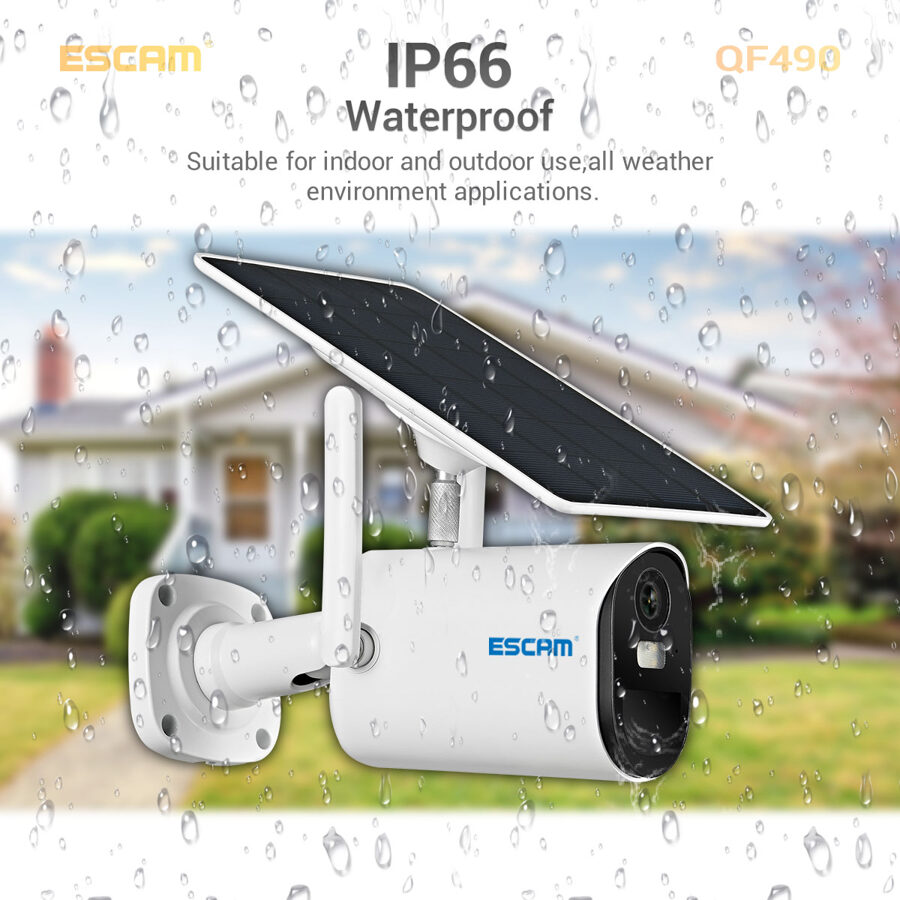 ESCAM QF490 4G 2MP bezvadu Full HD video novērošanas kamera ar saules paneli
