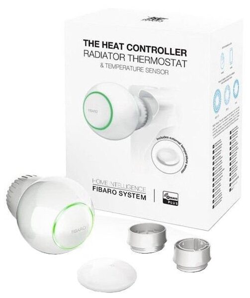 FIBARO Z-Wave Heat Controller komplekts. Radiatoru termostats/siltuma kontrolieris FGT-001 ZW5 EU un temperatūras sensors FGBRS-001