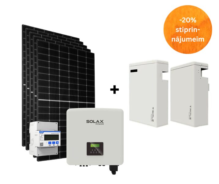 Komplekts: SOLAX X3 HYBRID-8.0 G4 D 8kW komplekts ar saules paneļiem un 11.6 kWh akumulatoru