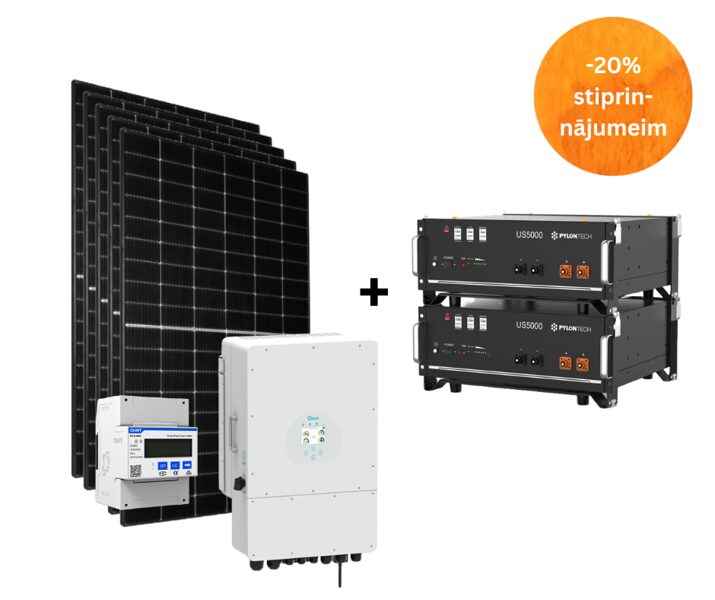 Komplekts: Deye SUN-10K-SG04LP3-EU 10kW komplekts ar saules paneļiem un akumulatoru